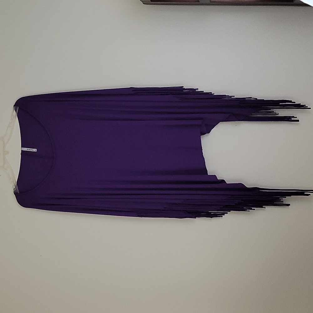 Acting Pro Purple Poncho Shawl Fringe Top M / L